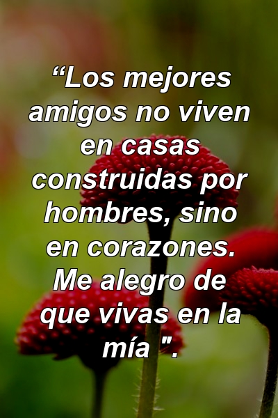 “Los mejores amigos no viven en casas construidas por hombres, sino en corazones. Me alegro de que vivas en la mía ".