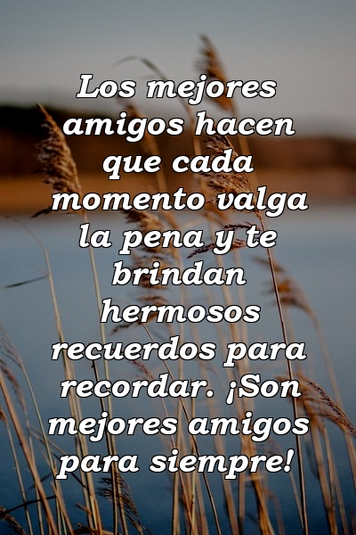 Los mejores amigos hacen que cada momento valga la pena y te brindan hermosos recuerdos para recordar. ¡Son mejores amigos para siempre!