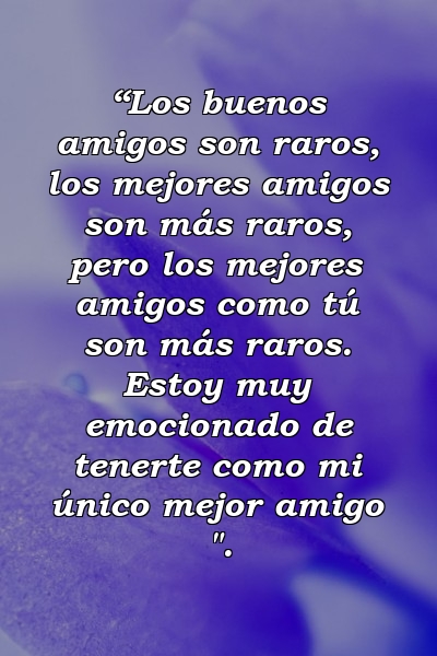 “Los buenos amigos son raros, los mejores amigos son más raros, pero los mejores amigos como tú son más raros. Estoy muy emocionado de tenerte como mi único mejor amigo ".