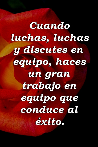 Cuando luchas, luchas y discutes en equipo, haces un gran trabajo en equipo que conduce al éxito.