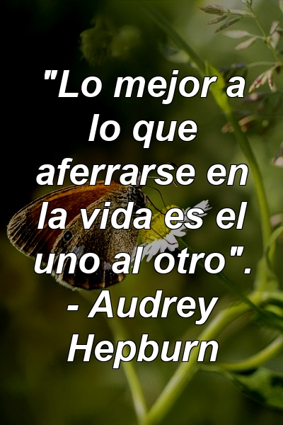 "Lo mejor a lo que aferrarse en la vida es el uno al otro". - Audrey Hepburn