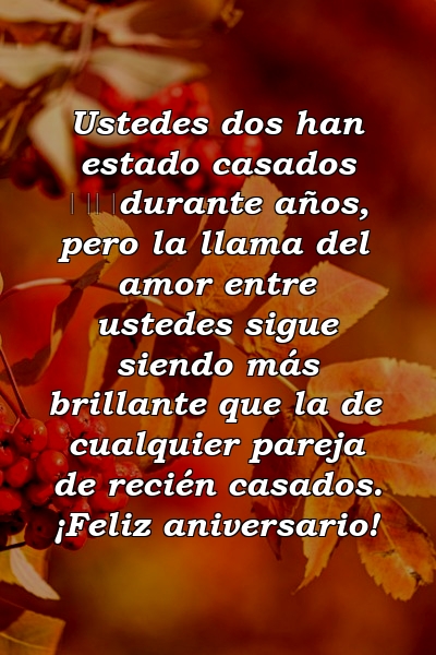 Ustedes dos han estado casados ​​durante años, pero la llama del amor entre ustedes sigue siendo más brillante que la de cualquier pareja de recién casados. ¡Feliz aniversario!